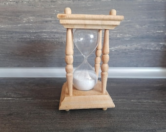 Vintage Wooden Hourglass: 3.5 Minute Sand Timer, Desk Decor
