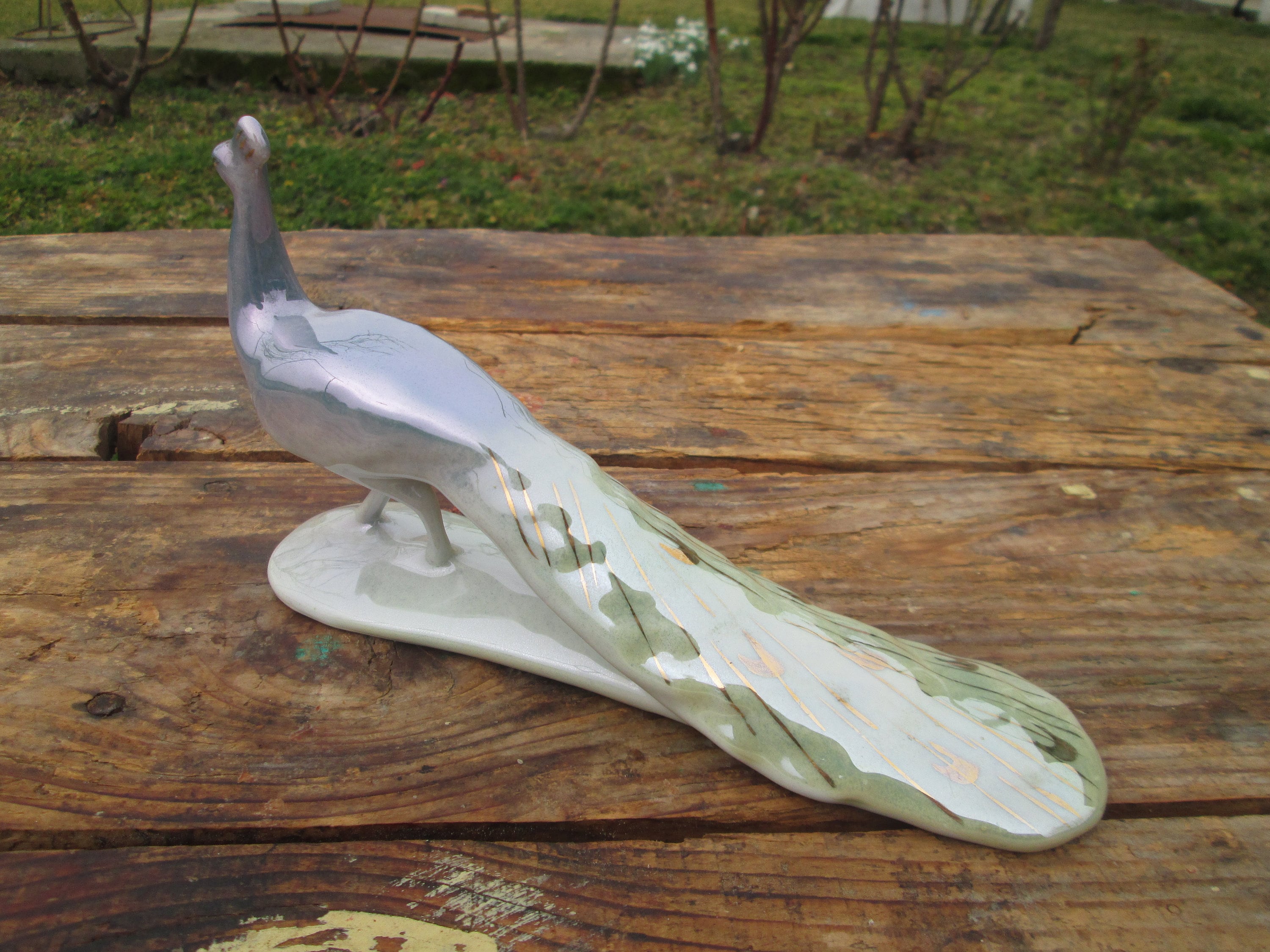 Vintage Porcelain Peacock Ceramic Peacock Figurine Porcelain Etsy