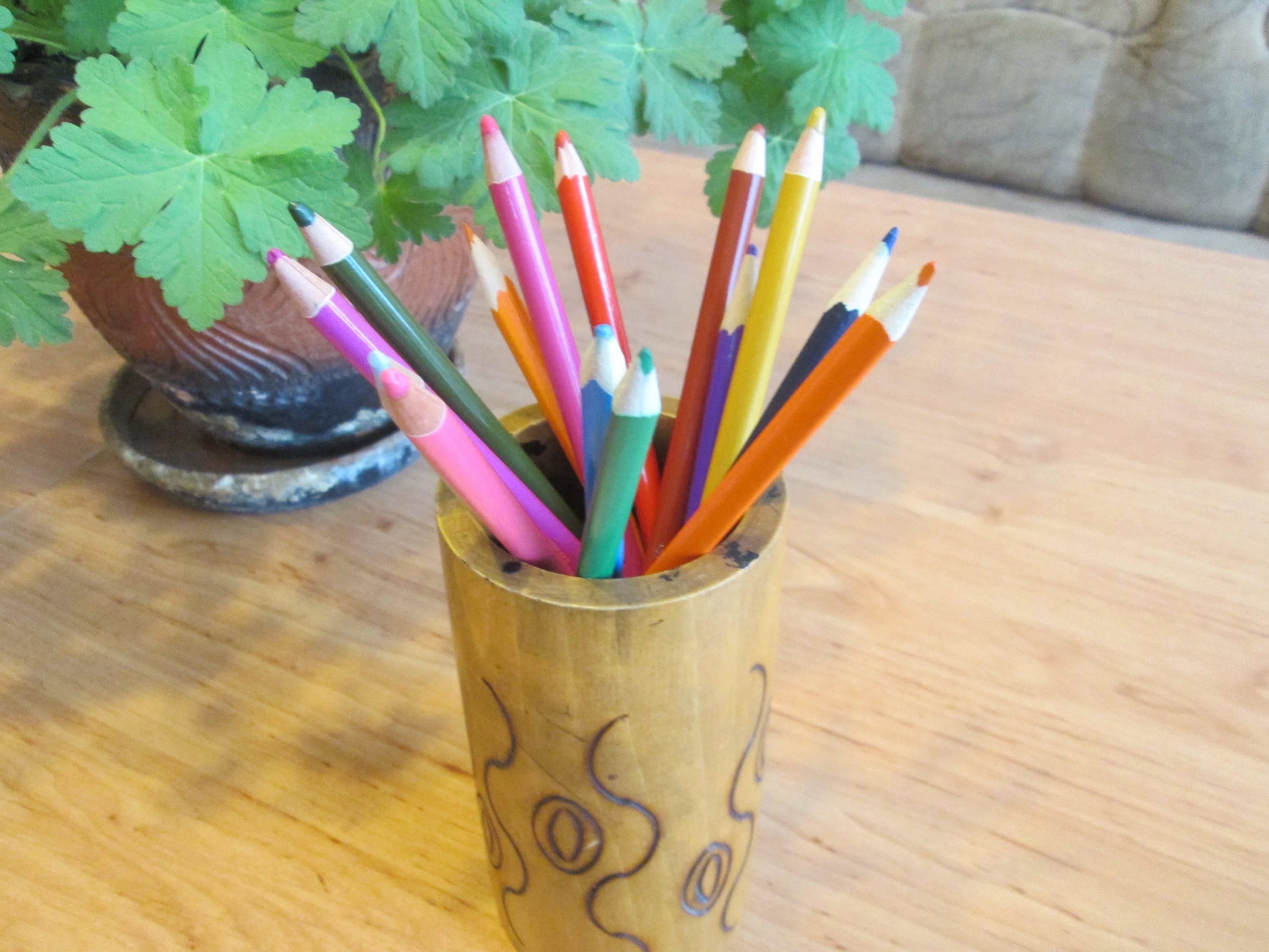 Wooden Pencil Holder Hand Decorated Pencil Holder Pencil Etsy