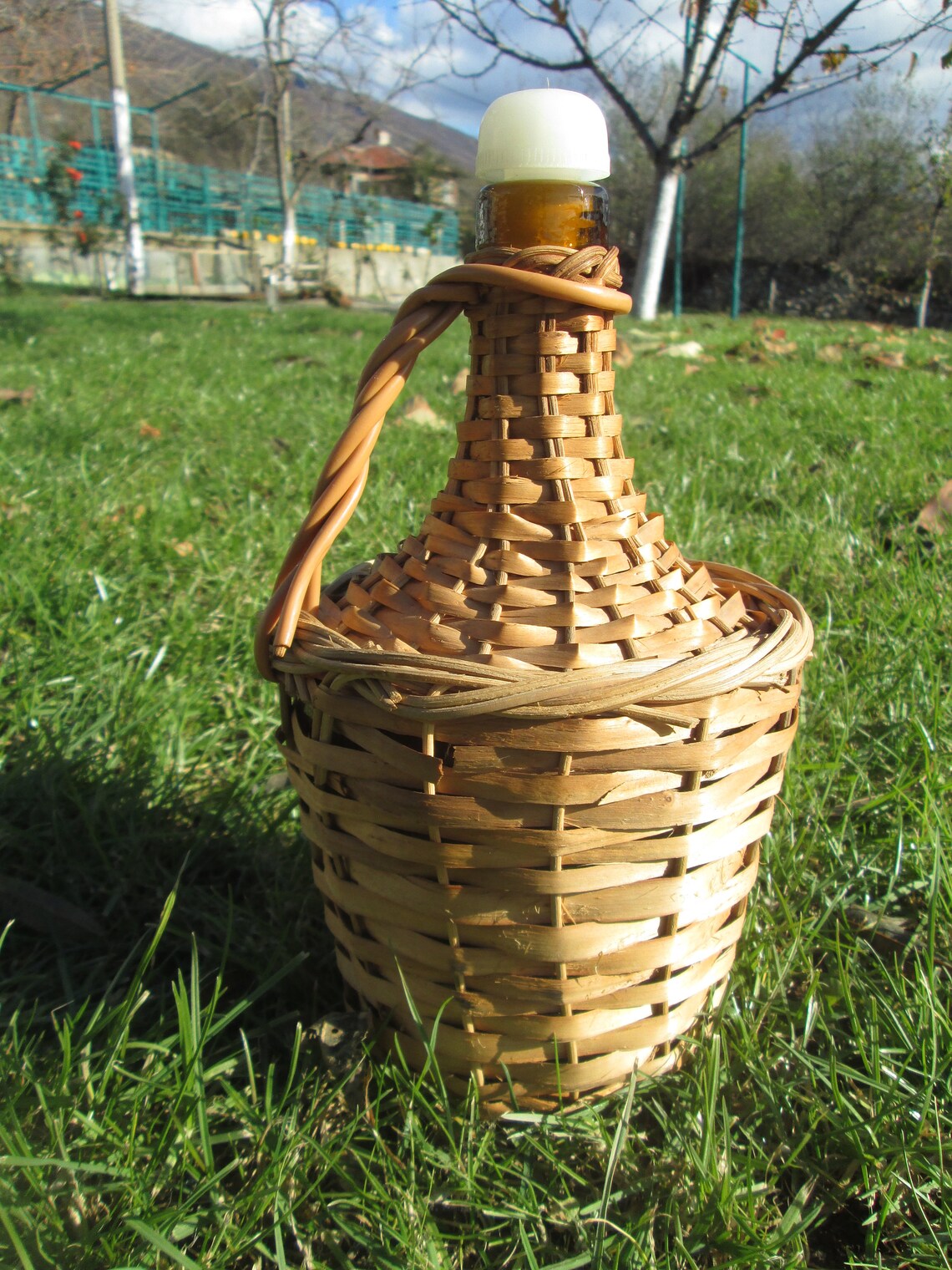 Wicker Bottle Small Straw Bottle Glass Wine Bottle Whiskey Etsy