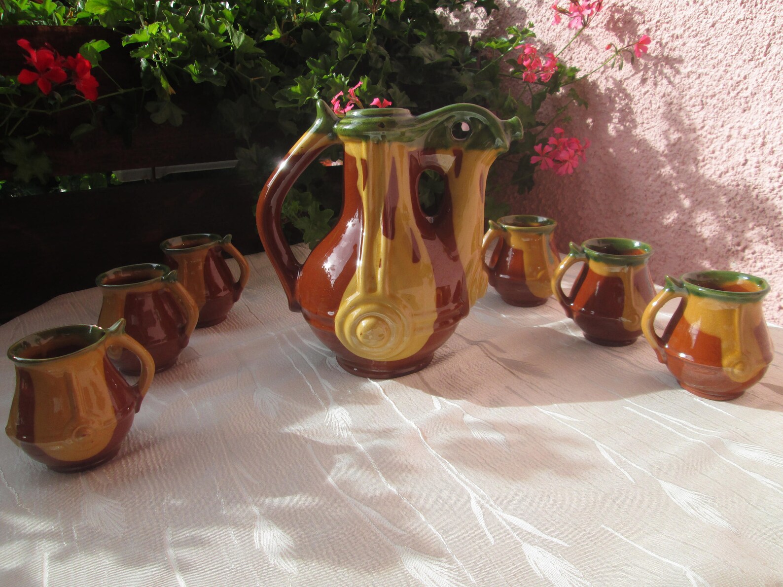 Vintage Ceramic Set Wine Set Wine Pot Clay Jug Handmade Etsy
