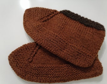Hand Knitted Wool Slippers: Warm Winter Home Boots
