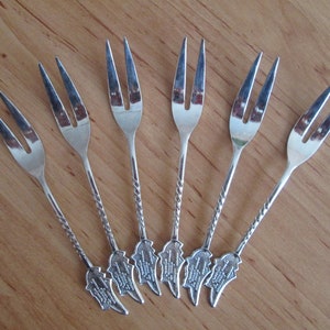 Dessert forks, Silver plated forks, Vintage forks, Cocktails forks, Set of 6 small forks, Vintage kitchen, Gift idea, Cake forks, Cutlery