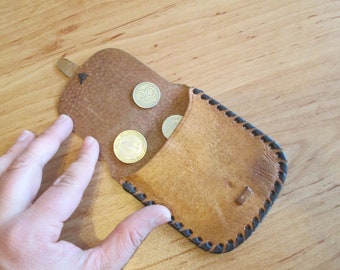 Vintage Brown Leather Coin Purse: Handmade Small Wallet