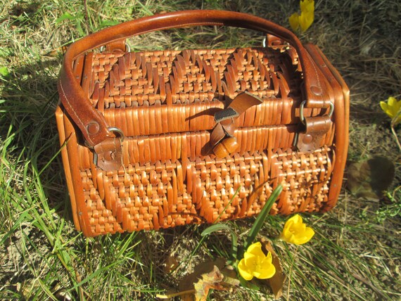 Vintage straw bag, Woven bag, Vintage handbag, Str