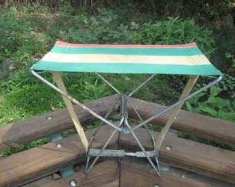 Vintage opvouwbare campingkruk: draagbare canvas stoel