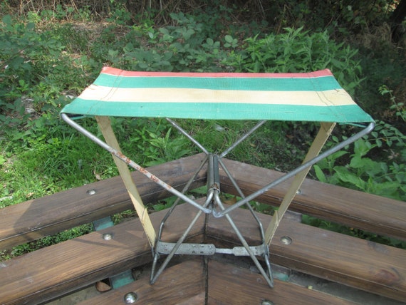 Folding Fishing Stool, Portable Stool, Camping Stool, Canvas Chair With  Metal Base, Small Folding Seat, Vintage Picnic Chair, Outdoor Stool -   Ireland