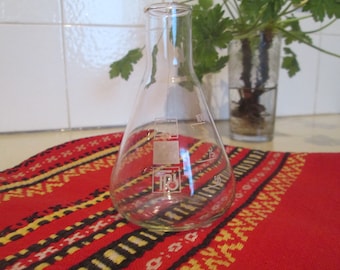 Vintage Erlenmeyer Flask: GDR Laboratory Glass, Chemistry Decor