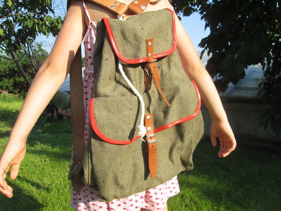 Canvas backpack, Military bag, Army backpack, Gree