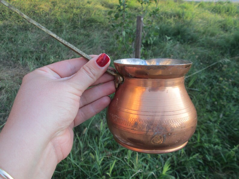 Handmade copper set Copper cups Vintage Turkish coffee set Copper pot Gift idea Turkish coffee pot Coffee cups Copper coffee set