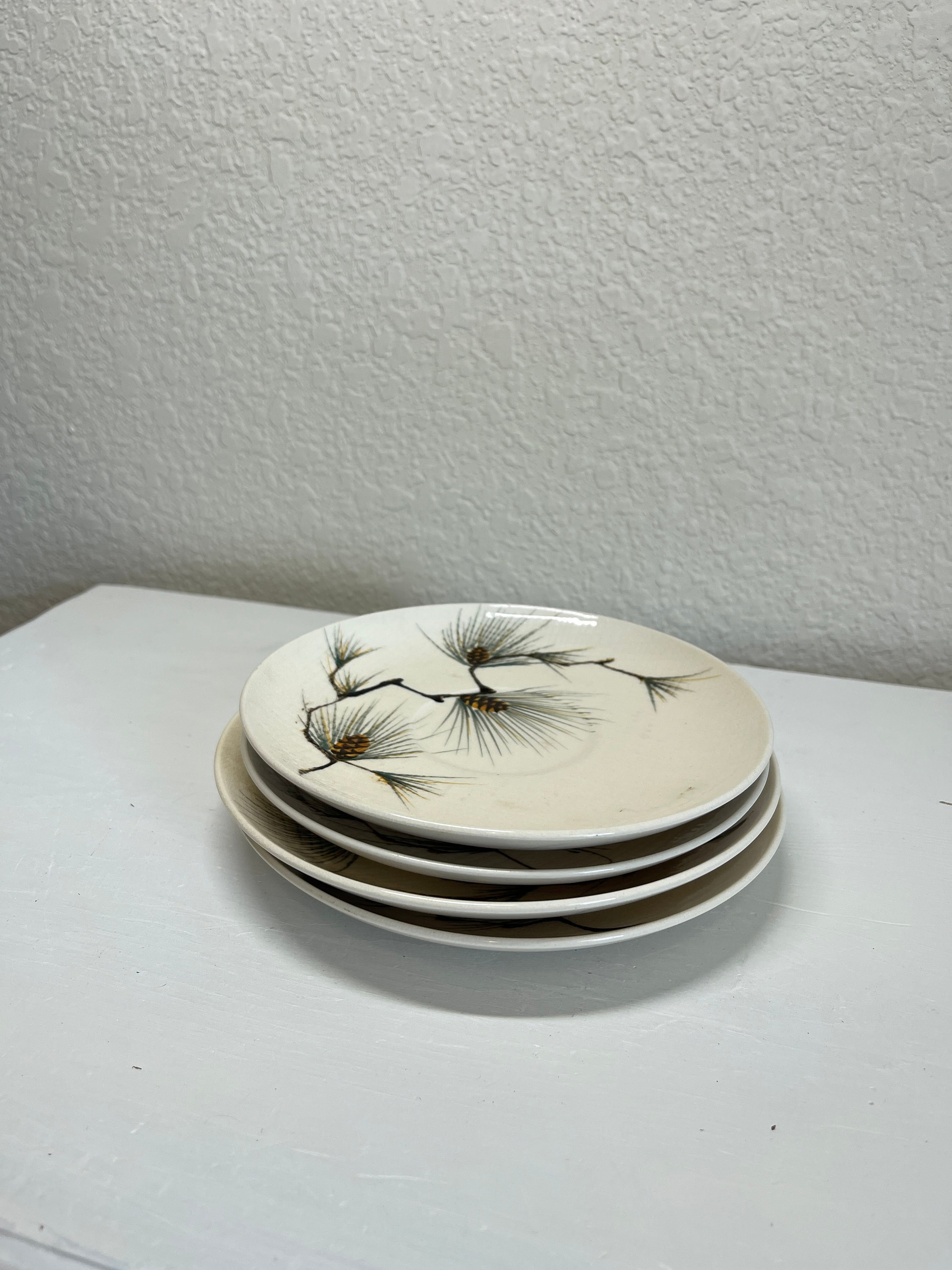 Canyon Pine Plate Set, Pinecones, Pine Tree China, Kanedai Japan
