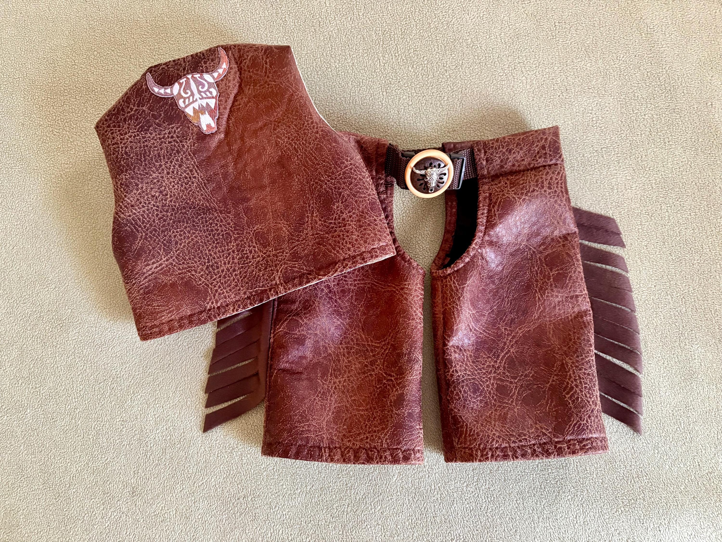Newborn-1-month Faux leather chaps & vest