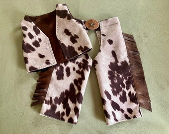 Baby/toddler/child's Brown faux cowhide Chaps & Vest
