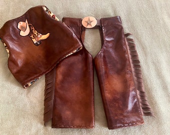 Baby/Toddler/Child's Faux leather Chaps & Vest