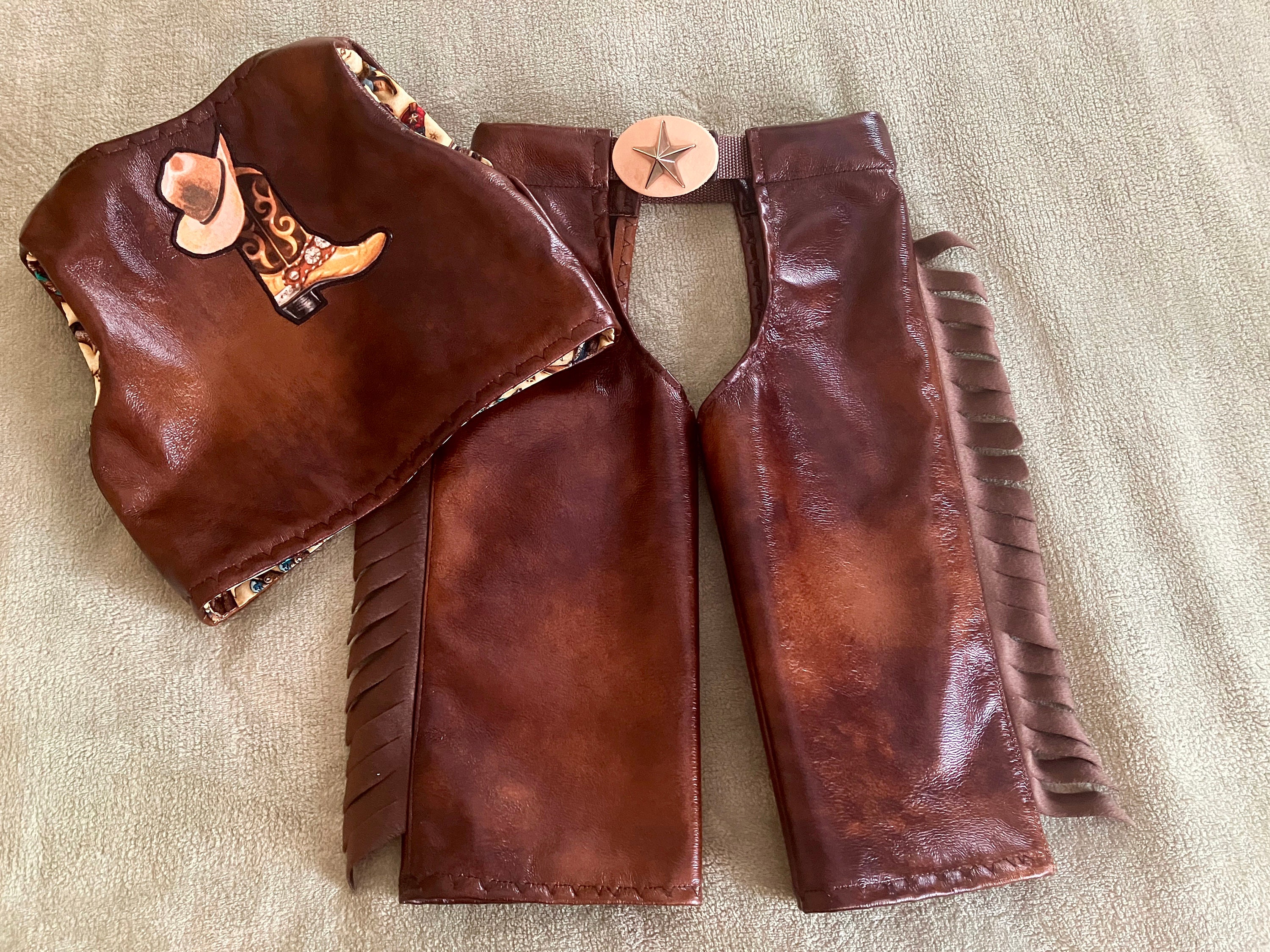 Baby/Toddler/Child's Faux leather Chaps & Vest