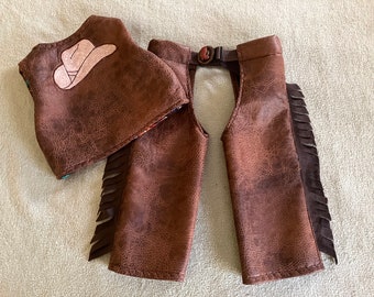 Baby/Toddler/Child's Faux leather Chaps & Vest