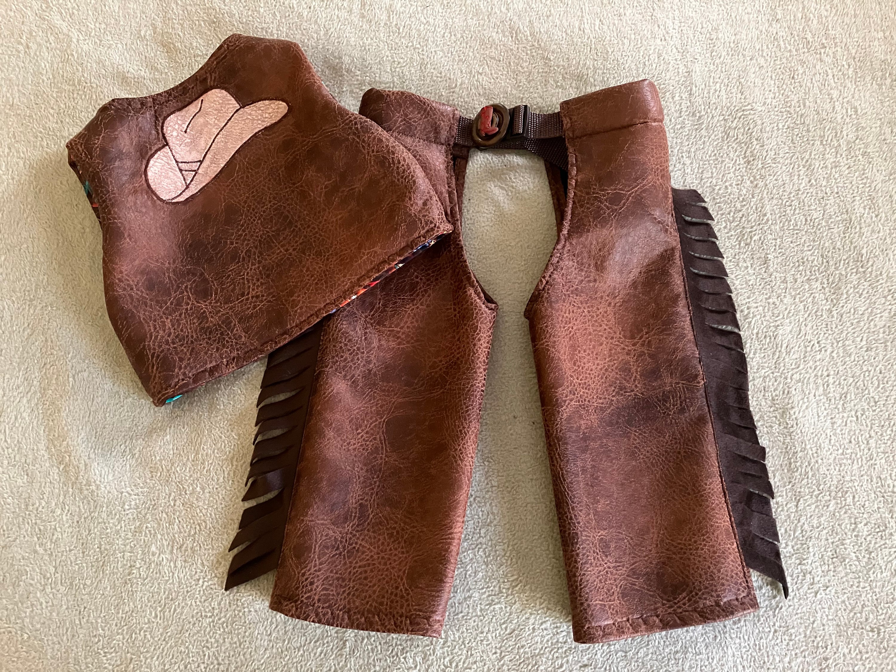 Newborn/Infant/Baby/Toddler/Child's Faux leather Chaps & Vest