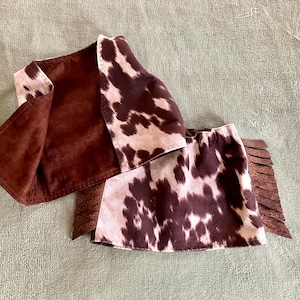 Baby, toddler, Child's faux cowhide skirt & vest outfit