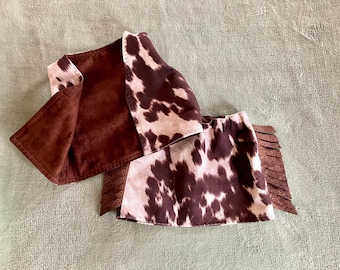 Baby, toddler, Child's faux brown cowhide skirt & vest outfit