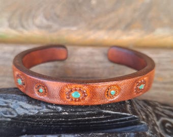 Handcrafted Italian Leather Cuff Bracelet: Sun Valley Bangle