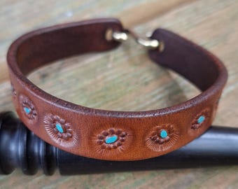 Handcrafted Leather Wrist Cuff: Italian Vegetable Tanned Leather, Silver Snake/Brass Hook