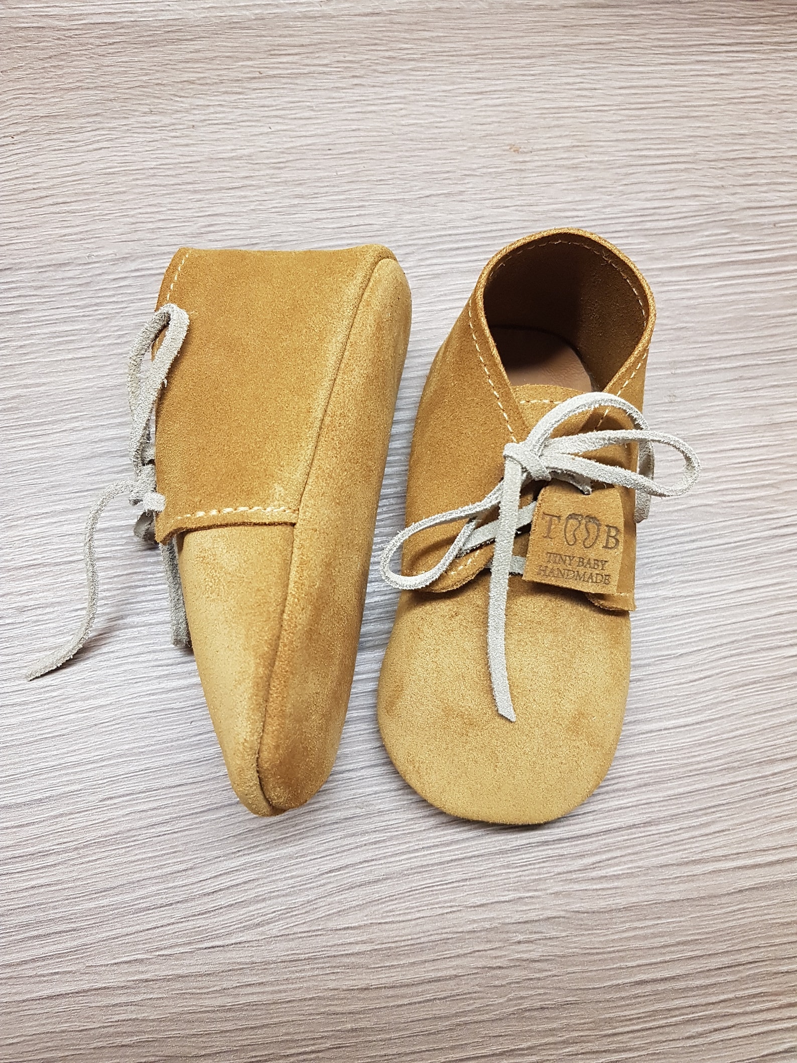 Handmade Camel colour Baby shoes made from real Suede Handmade Camel colour Baby shoes made from real Suede