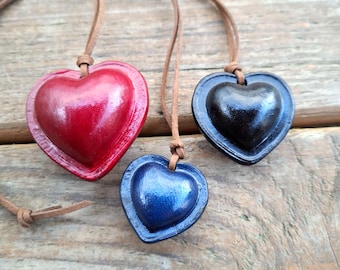Leather Love Heart Keyring