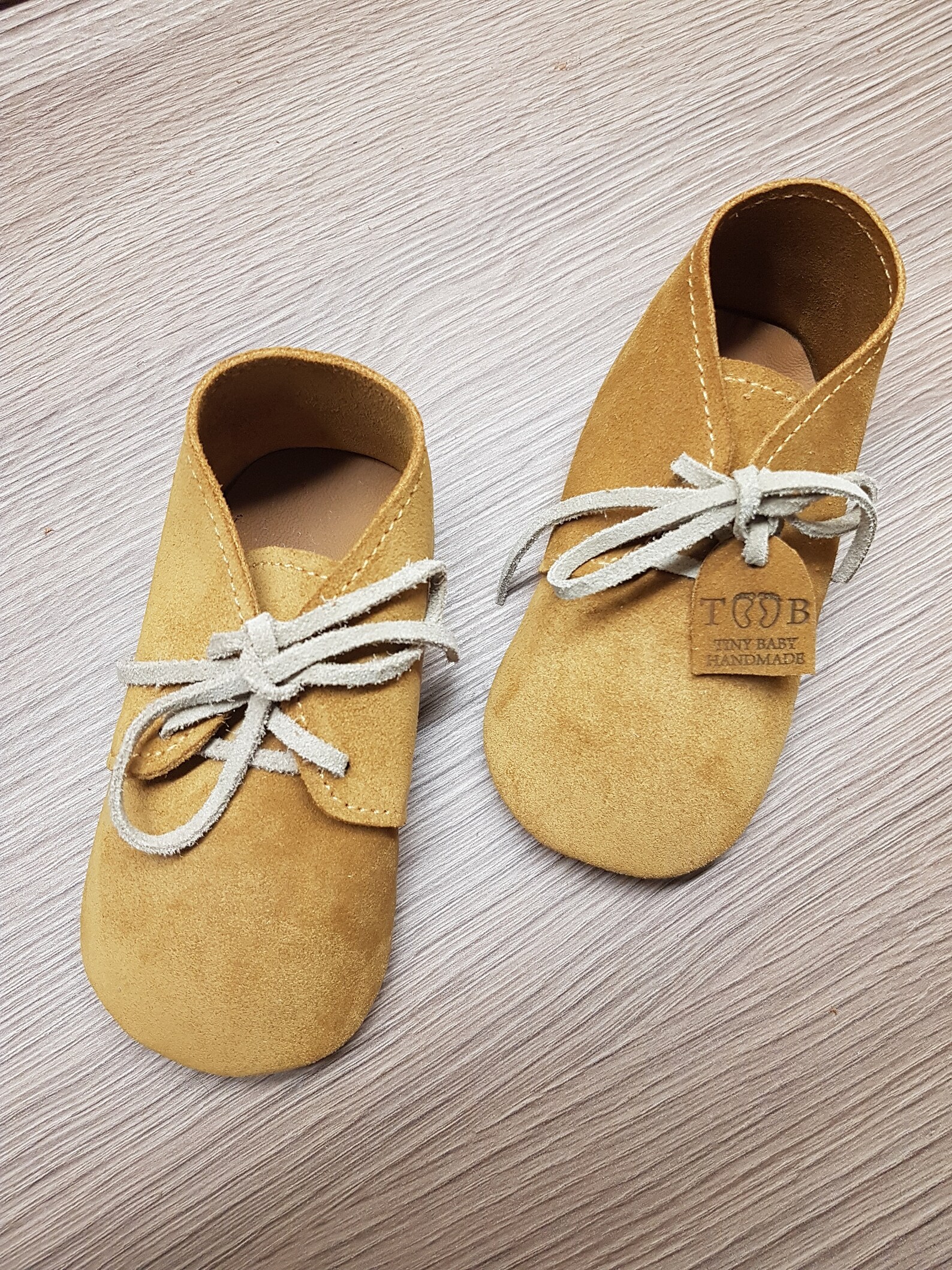 Handmade Camel colour Baby shoes made from real Suede Handmade Camel colour Baby shoes made from real Suede
