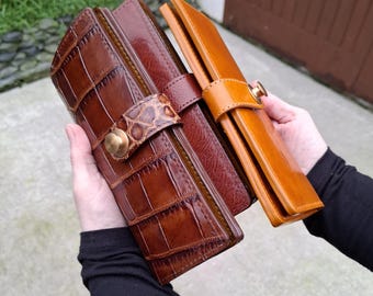 Handmade Italian Leather Long Wallet: Full Grain Card Holder