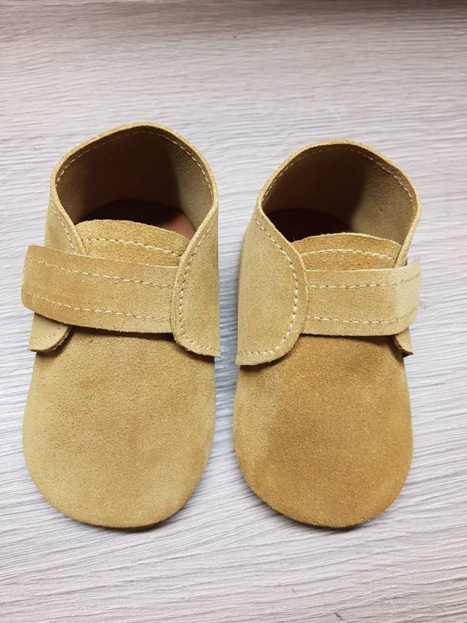 Handmade Camel colour Baby shoes made from real Suede Handmade Camel colour Baby shoes made from real Suede