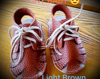 Handmade Leather Baby Booties: Soft Suede Sole, Leather Lace