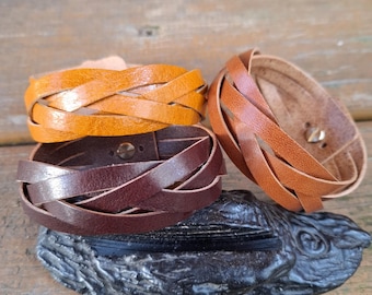 Leather Braided Bracelet, Handcrafted for Women, Jewellery & Gifts, Leather Wrist Bands.