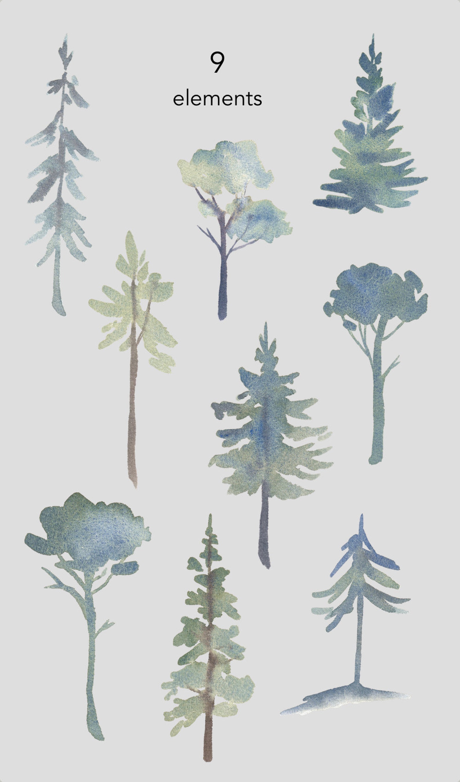 Watercolor Tree Clipart Set, Nature Illustrations (PNG Files) - Etsy Canada