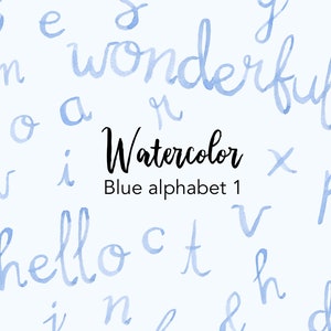 CLIPART DE AGUARELA, alfabeto azul 1 clipart, conjunto de aquarela, uso comercial, arquivos png, clipart de letras, digital, caligrafia, rosa empoeirado