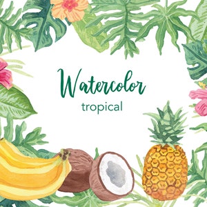 WATERCOLOR CLIPART, tropical clipart, watercolour clipart set, commercial use, png files, leaf clip art, exotic, png, digital, decor, jungle