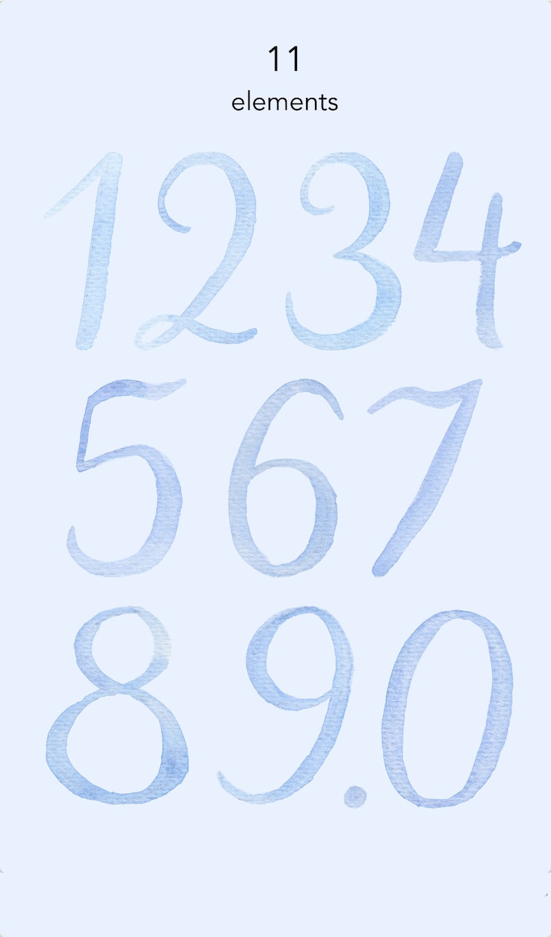 Blue Watercolor Number Clipart, Illustration Graphics (PNG File) - Etsy