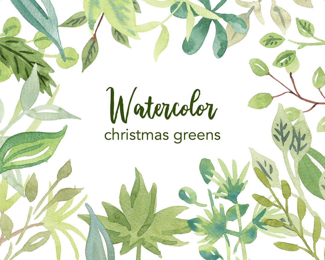 Watercolor Leaf Clipart Set, Greenery Branches (PNG Files) - Etsy Canada