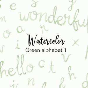 CLIPART DE AQUARELA, alfabeto verde 1 clipart, conjunto de aquarela, uso comercial, arquivos png, clip art de letras, digital, caligrafia, rosa empoeirado