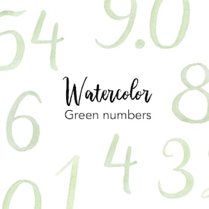 AQUARELL CLIPART, grüne Zahlen, Aquarell Zahlen Illustrationen, Mathe Clipart, Illustrationen, Schriftart Grafik, Lehrmaterial, png Datei