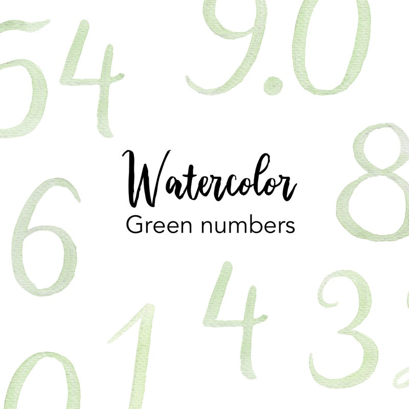 Green Water Colour Numbers - Etsy UK