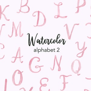 CLIPART DE ACUARELA, clipart de alfabeto rosa, conjunto de acuarela, uso comercial, archivos png, clip art de letras, digital, escritura a mano, rosa polvoriento