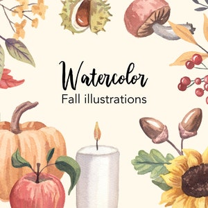 WATERCOLOR CLIPART, fall leaves clipart, leaf png, leaf clipart, watercolour autumn graphics, commercial use, png files, graphics, sunflower
