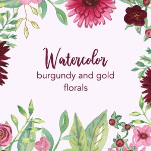 AQUAREL CLIPART, Bourgondische bloemen clipart, aquarel clipart set, commercieel gebruik, png bestanden, illustraties, Bordeaux png, digitaal, bloemen
