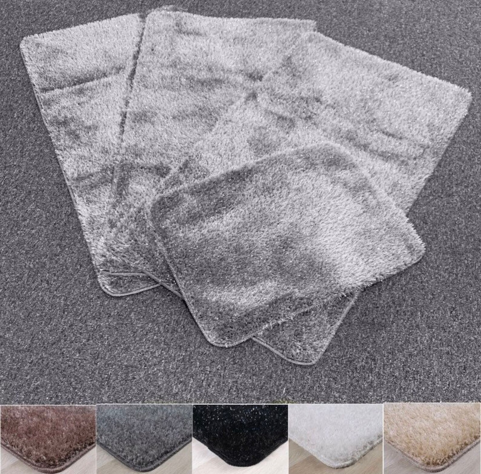 Glitter set of 4 washable rugs set Etsy