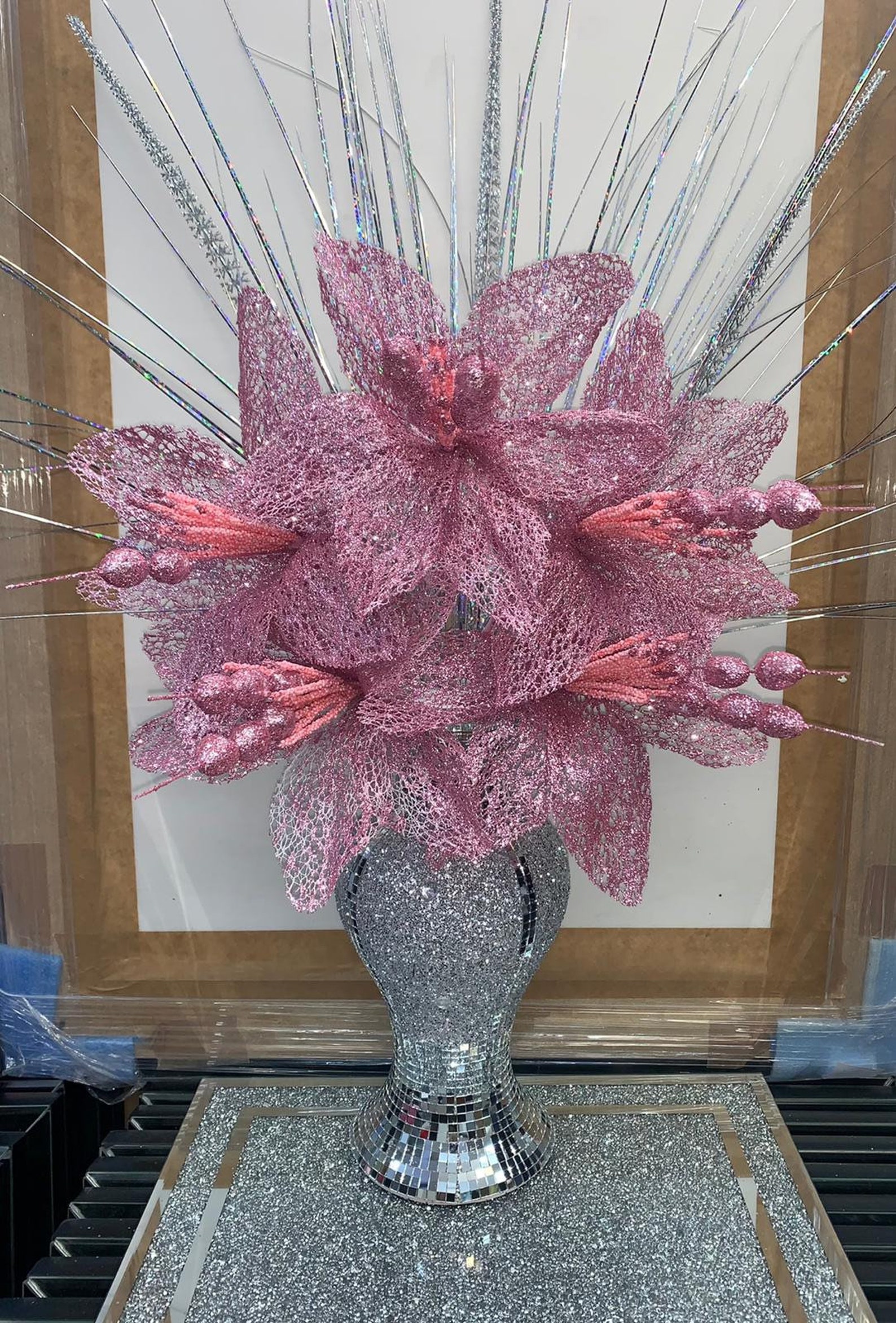 Crushed Diamond Flower Vase Etsy