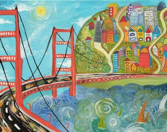 San Francisco acrylic painting A6 card