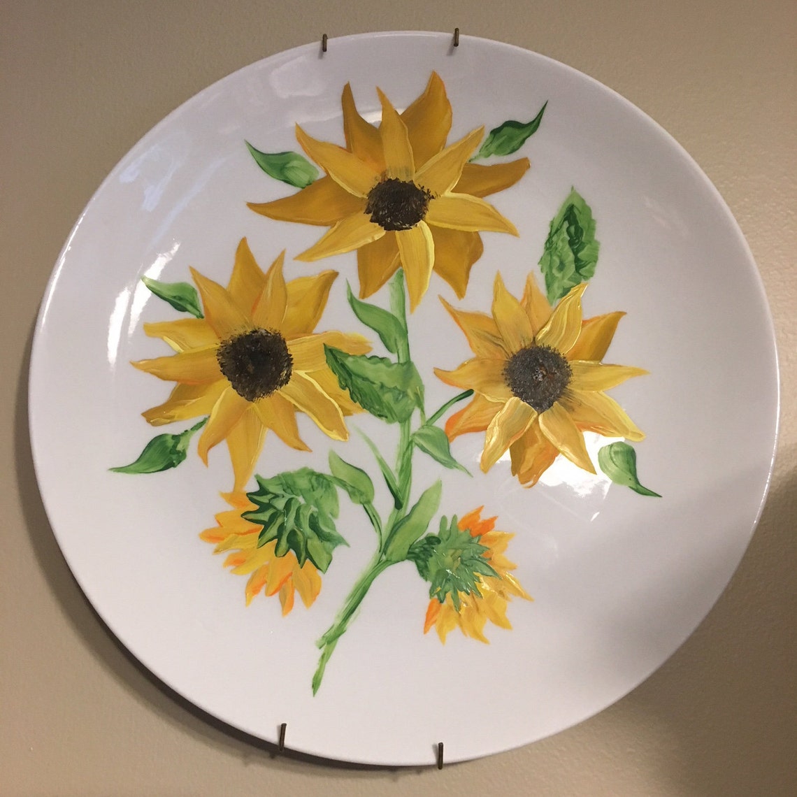 Hand Painted Sunflower Decorative Plate Etsy
