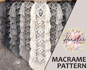 Macrame Pattern PDF Tutorial Download DIY Feather Fringe Wall Hanging - How to Dye Cord Ombre