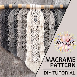 Macrame Pattern PDF Tutorial Download DIY Feather Fringe Wall Hanging - How to Dye Cord Ombre