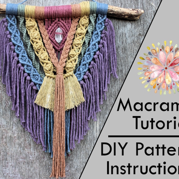 Macrame Pattern PDF Tutorial Instant Download DIY Wall Hanging Rainbow Including How to Dye Cord